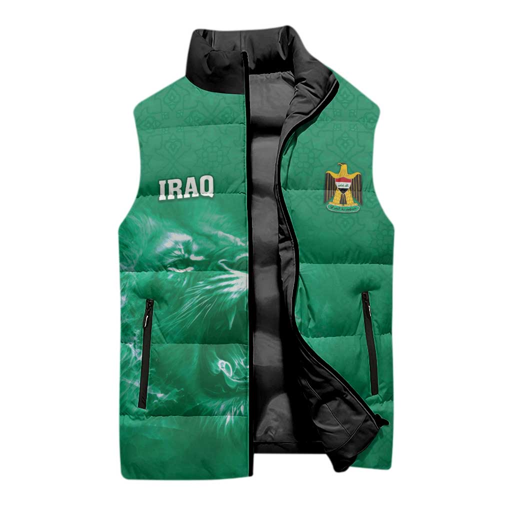 Custom Iraq Football Sleeveless Puffer Jacket Go Champions - Wonder Print Shop