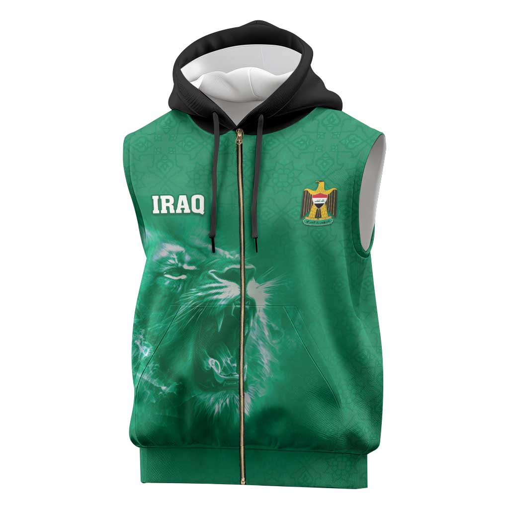 Custom Iraq Football Sleeveless Zip Hoodie Go Champions - Wonder Print Shop