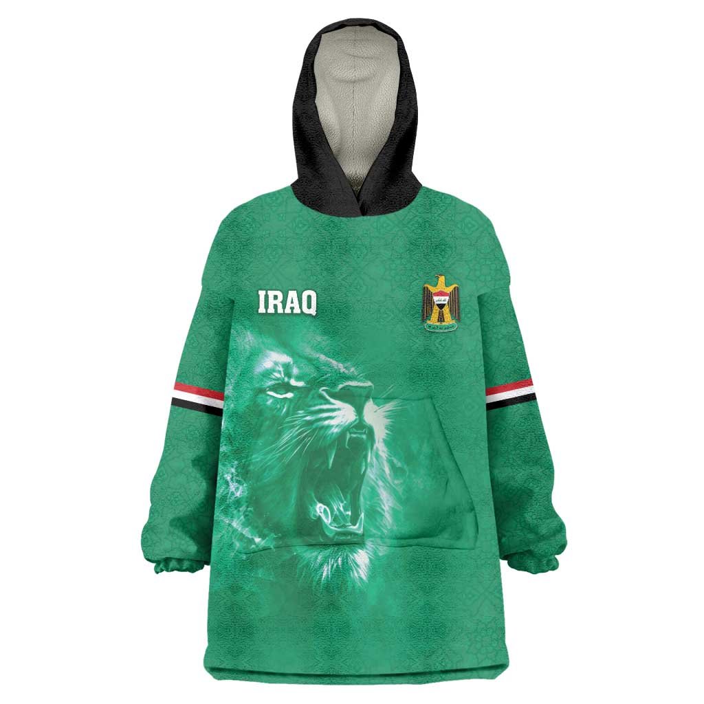 Custom Iraq Football Wearable Blanket Hoodie Go Champions - Wonder Print Shop