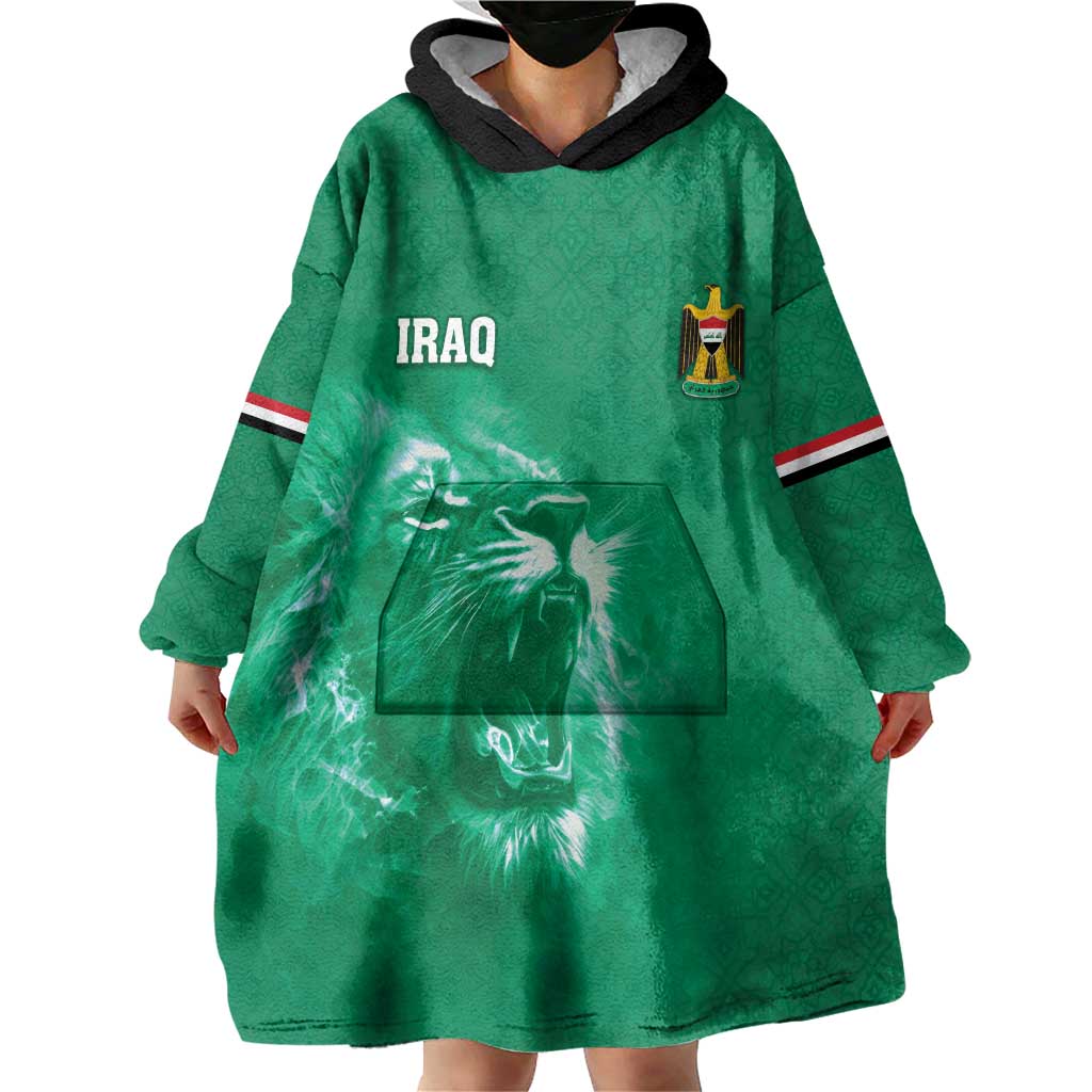 Custom Iraq Football Wearable Blanket Hoodie Go Champions - Wonder Print Shop