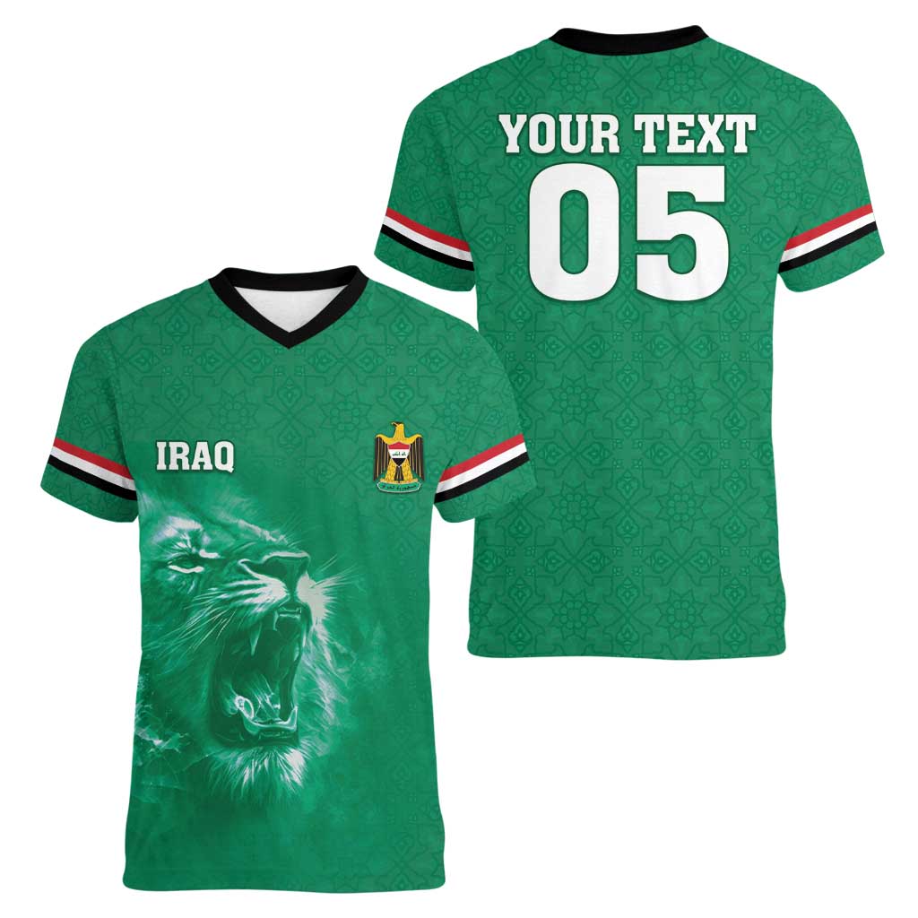 Custom Iraq Football Women V-Neck T-Shirt Go Champions - Wonder Print Shop