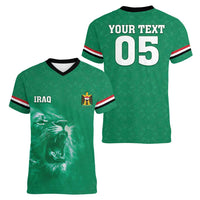 Custom Iraq Football Women V-Neck T-Shirt Go Champions - Wonder Print Shop