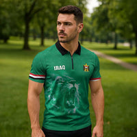 Custom Iraq Football Zipper Polo Shirt Go Champions - Wonder Print Shop