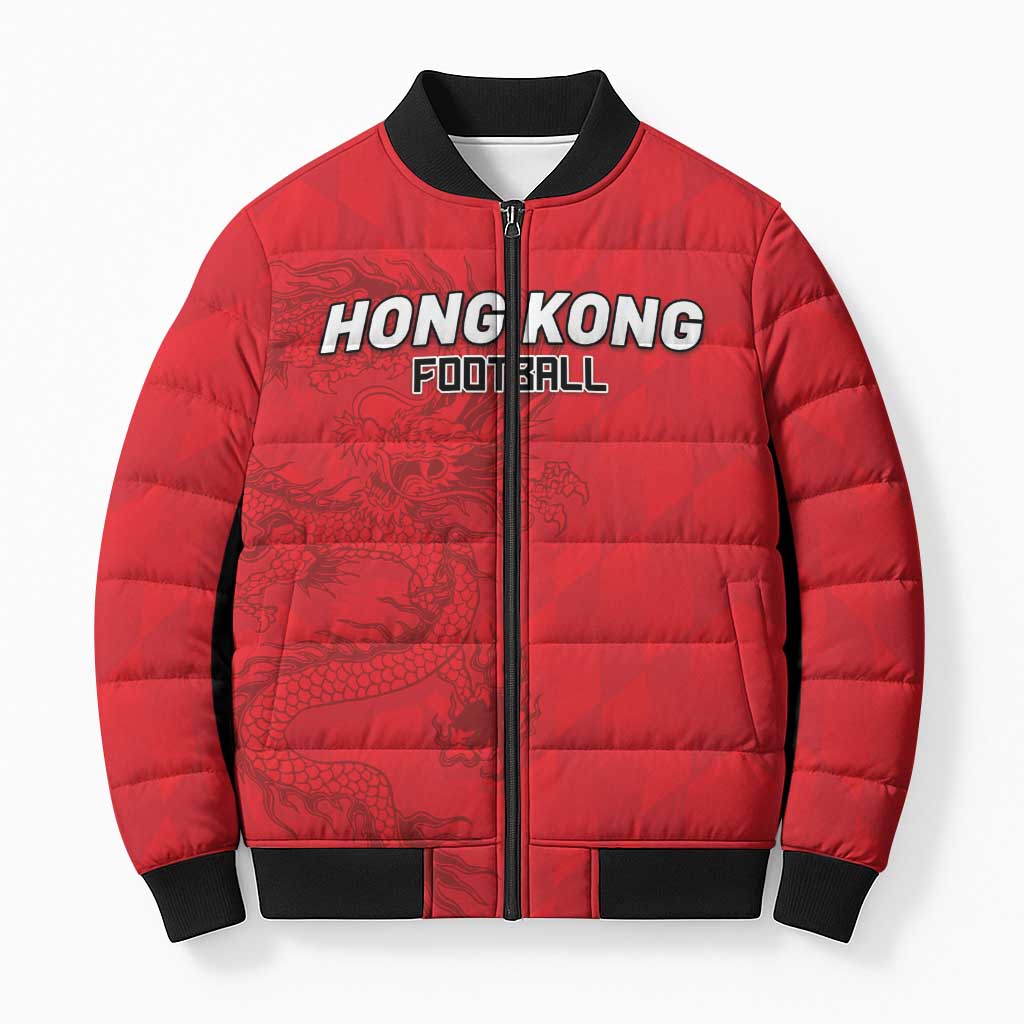 Custom Hong Kong Football Bomber Puffer Jacket Go Champions - Wonder Print Shop