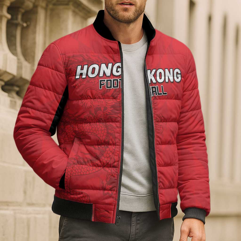 Custom Hong Kong Football Bomber Puffer Jacket Go Champions - Wonder Print Shop