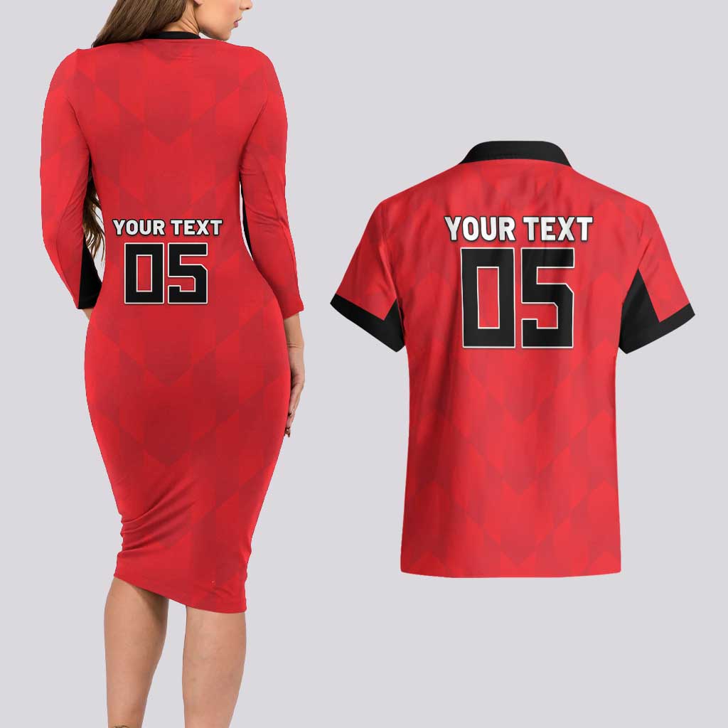 Custom Hong Kong Football Couples Matching Long Sleeve Bodycon Dress and Hawaiian Shirt Go Champions - Wonder Print Shop