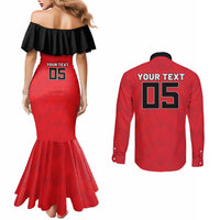 Custom Hong Kong Football Couples Matching Mermaid Dress and Long Sleeve Button Shirt Go Champions - Wonder Print Shop