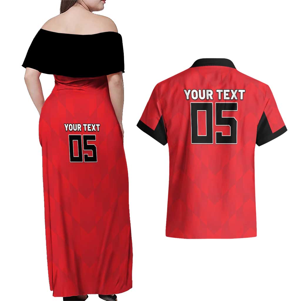 Custom Hong Kong Football Couples Matching Off Shoulder Maxi Dress and Hawaiian Shirt Go Champions - Wonder Print Shop