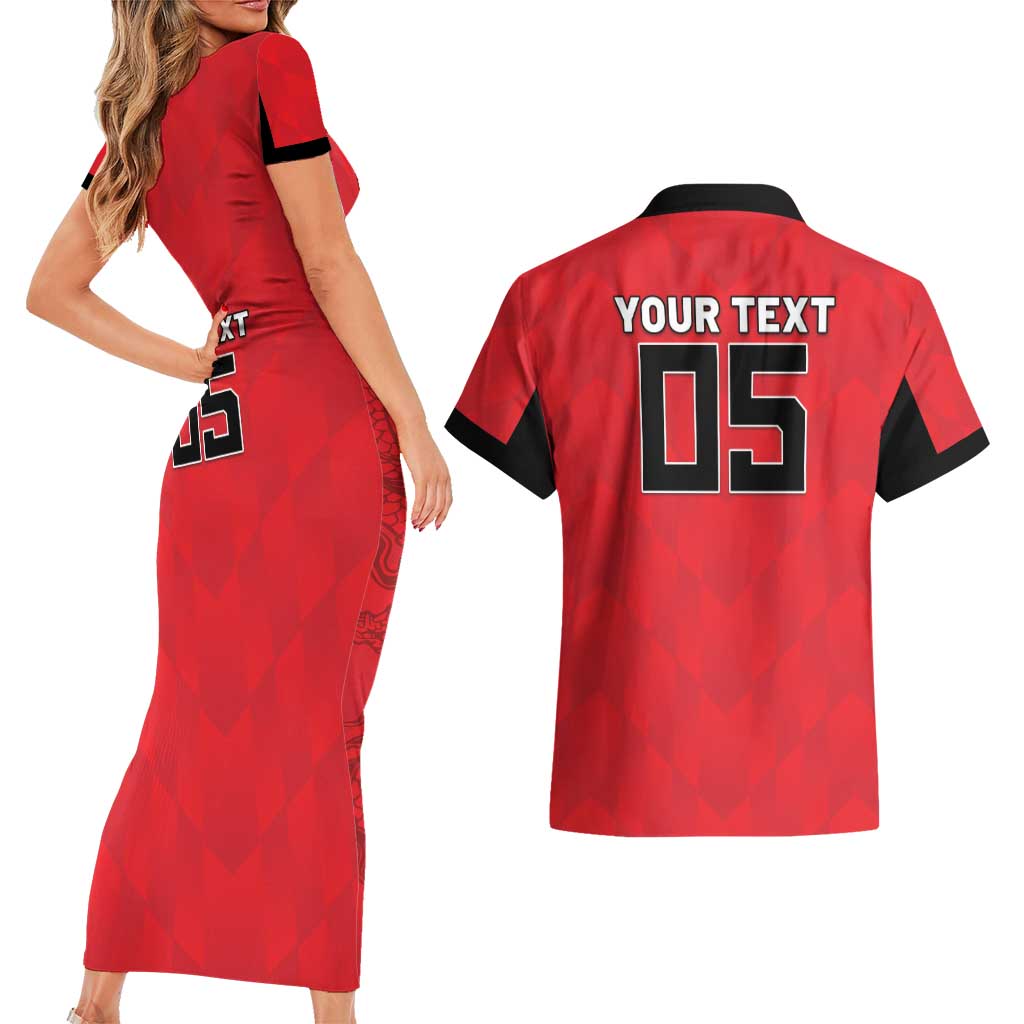 Custom Hong Kong Football Couples Matching Short Sleeve Bodycon Dress and Hawaiian Shirt Go Champions - Wonder Print Shop
