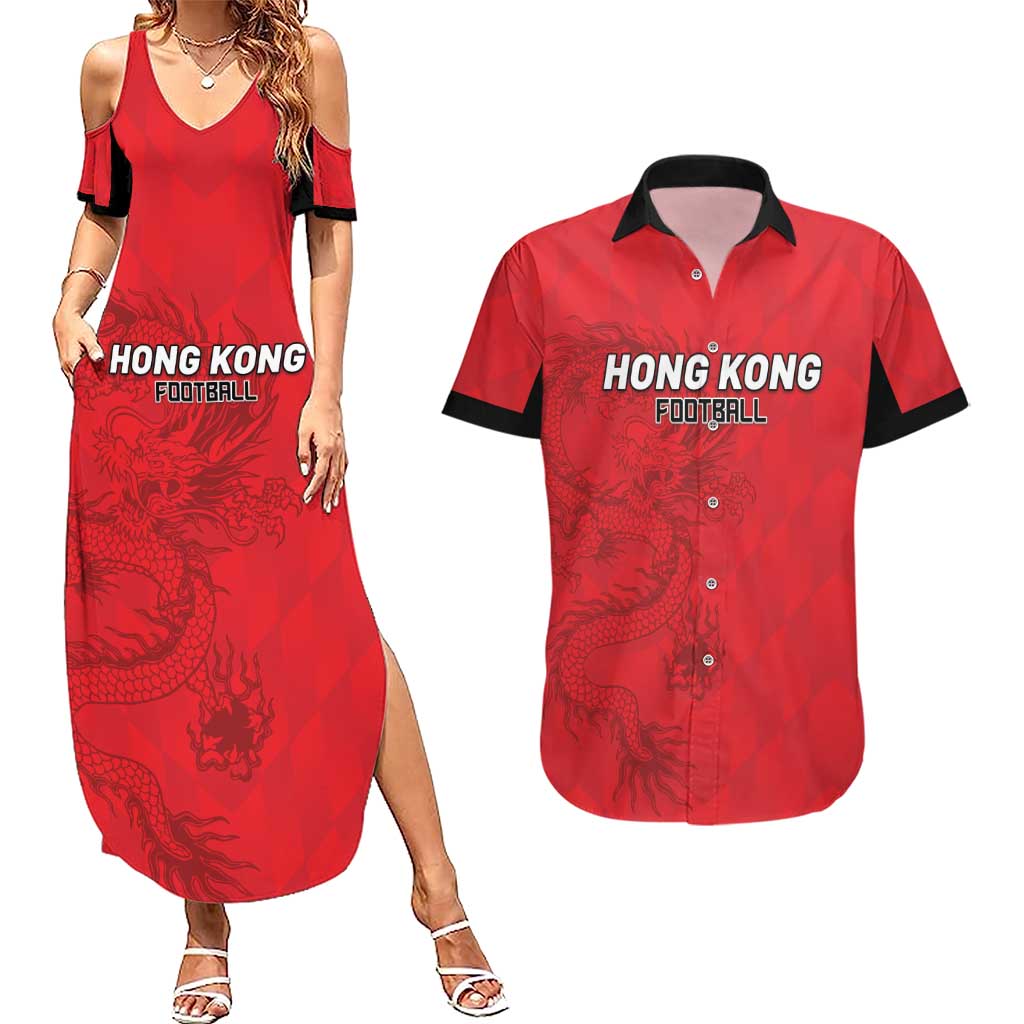 Custom Hong Kong Football Couples Matching Summer Maxi Dress and Hawaiian Shirt Go Champions - Wonder Print Shop