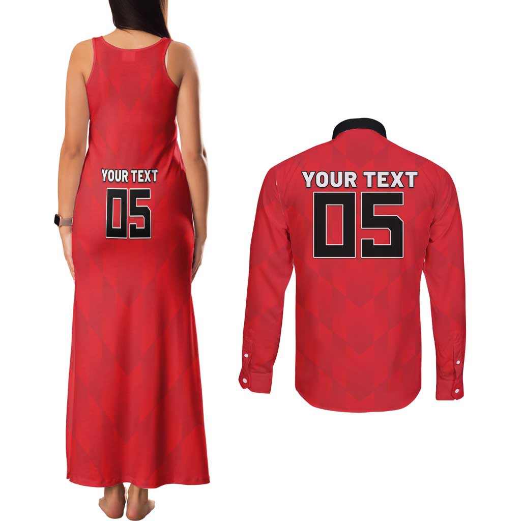 Custom Hong Kong Football Couples Matching Tank Maxi Dress and Long Sleeve Button Shirt Go Champions - Wonder Print Shop