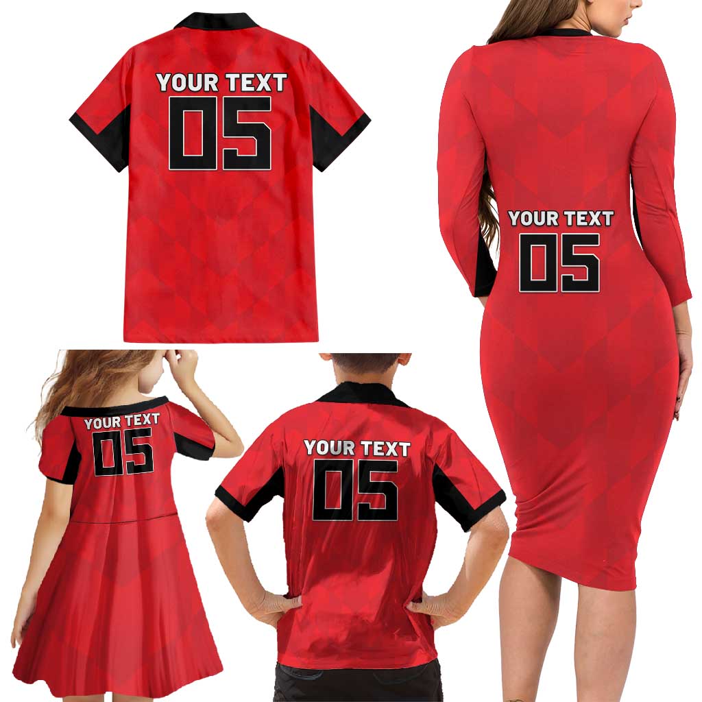 Custom Hong Kong Football Family Matching Long Sleeve Bodycon Dress and Hawaiian Shirt Go Champions - Wonder Print Shop