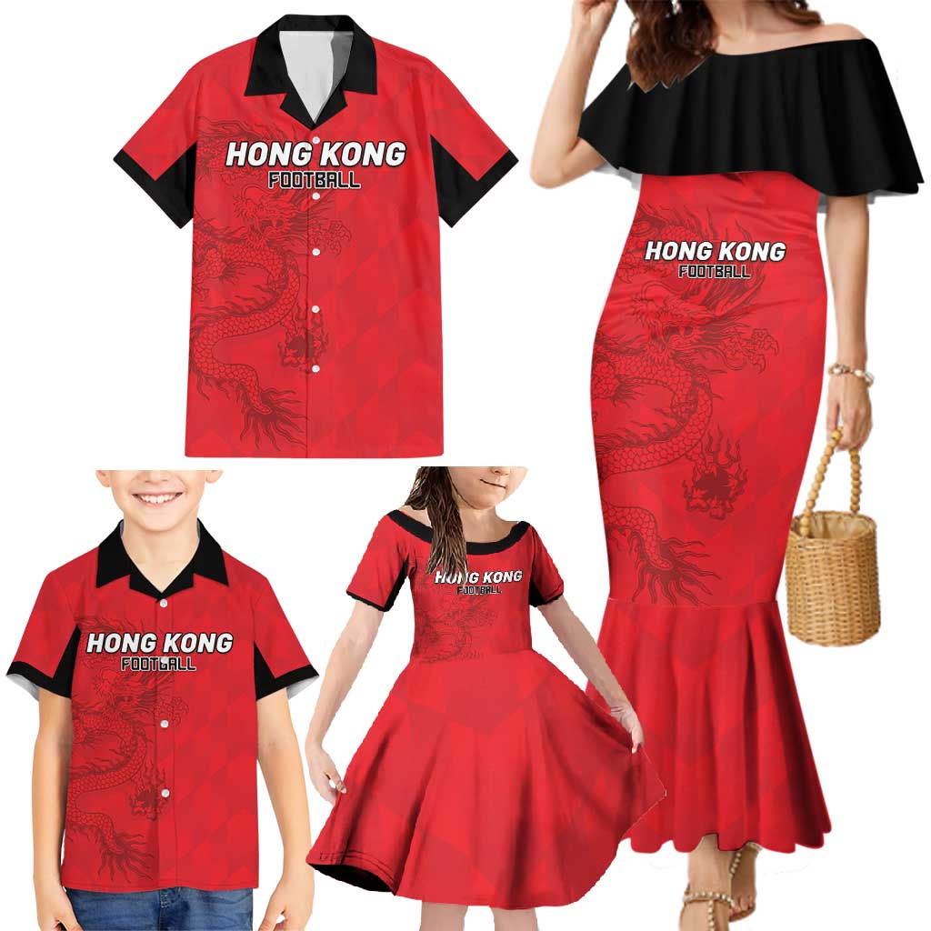 Custom Hong Kong Football Family Matching Mermaid Dress and Hawaiian Shirt Go Champions - Wonder Print Shop