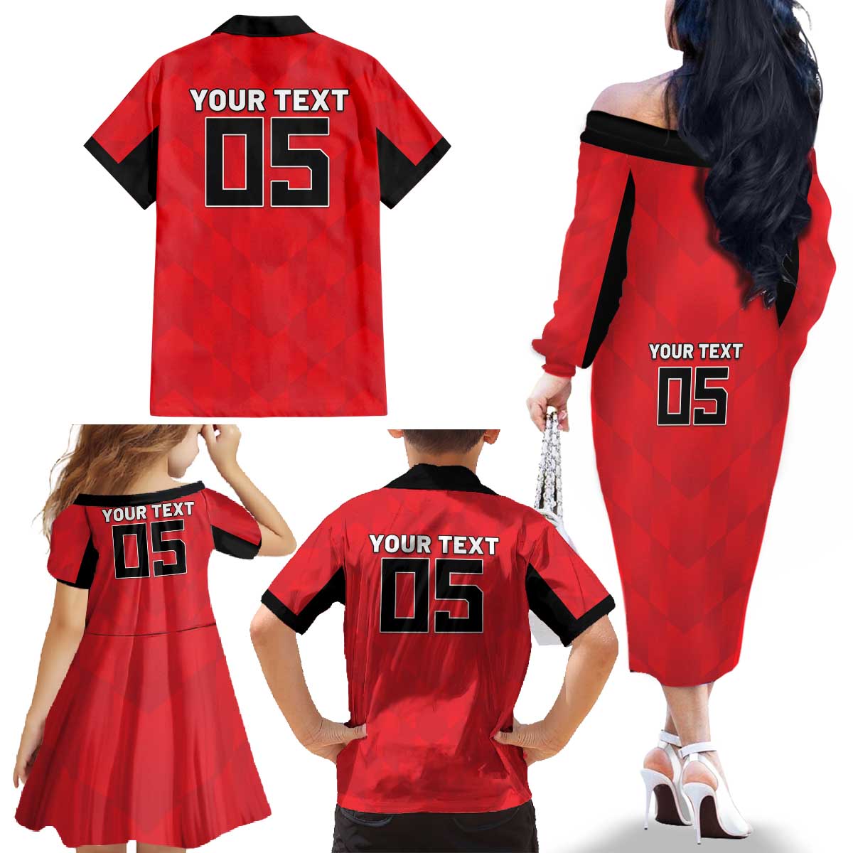 Custom Hong Kong Football Family Matching Off The Shoulder Long Sleeve Dress and Hawaiian Shirt Go Champions - Wonder Print Shop