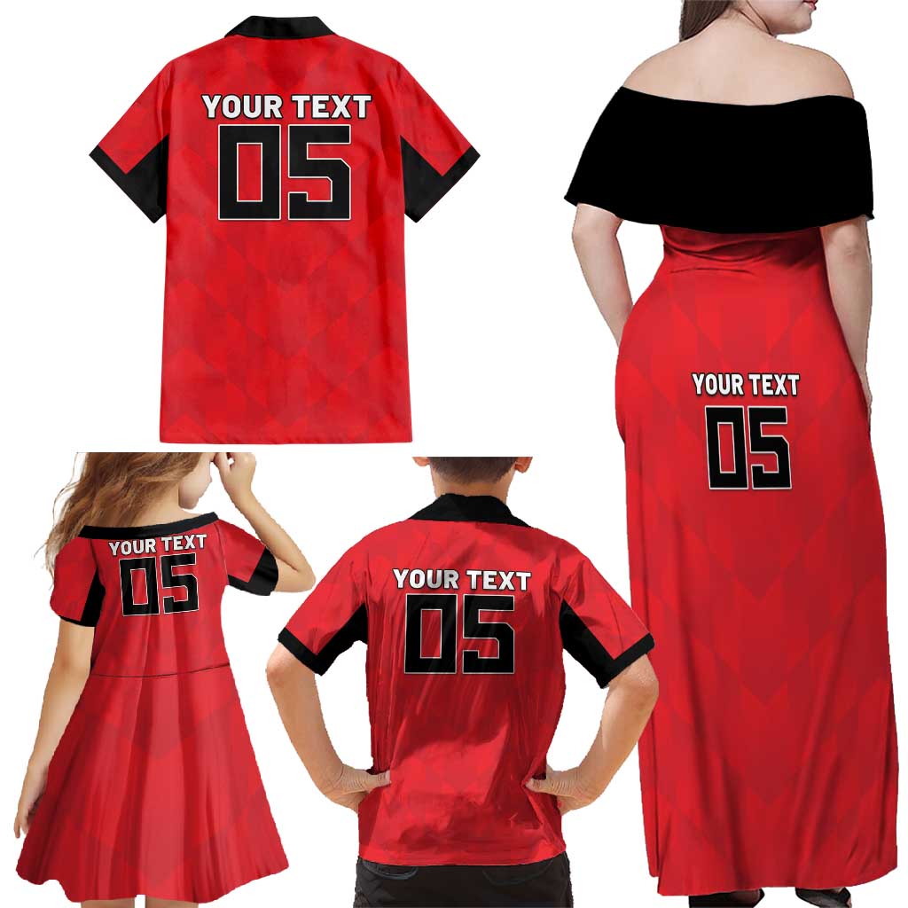 Custom Hong Kong Football Family Matching Off Shoulder Maxi Dress and Hawaiian Shirt Go Champions - Wonder Print Shop