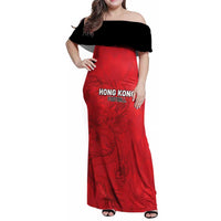 Custom Hong Kong Football Family Matching Off Shoulder Maxi Dress and Hawaiian Shirt Go Champions - Wonder Print Shop