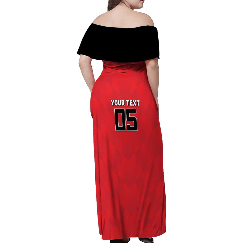 Custom Hong Kong Football Family Matching Off Shoulder Maxi Dress and Hawaiian Shirt Go Champions - Wonder Print Shop