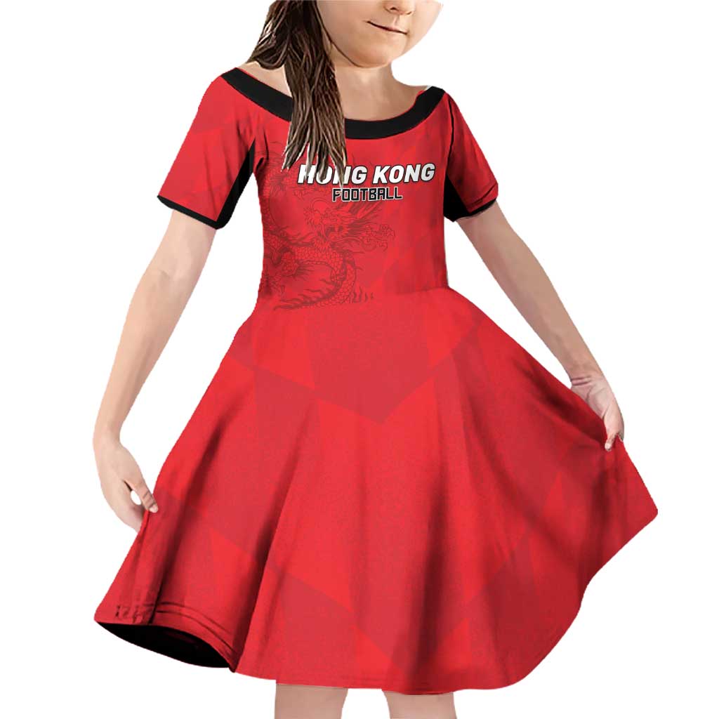 Custom Hong Kong Football Family Matching Off Shoulder Short Dress and Hawaiian Shirt Go Champions - Wonder Print Shop