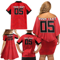 Custom Hong Kong Football Family Matching Off Shoulder Short Dress and Hawaiian Shirt Go Champions - Wonder Print Shop