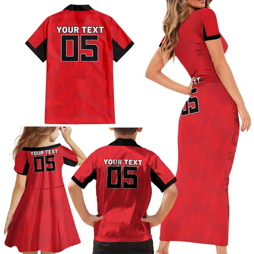 Custom Hong Kong Football Family Matching Short Sleeve Bodycon Dress and Hawaiian Shirt Go Champions - Wonder Print Shop