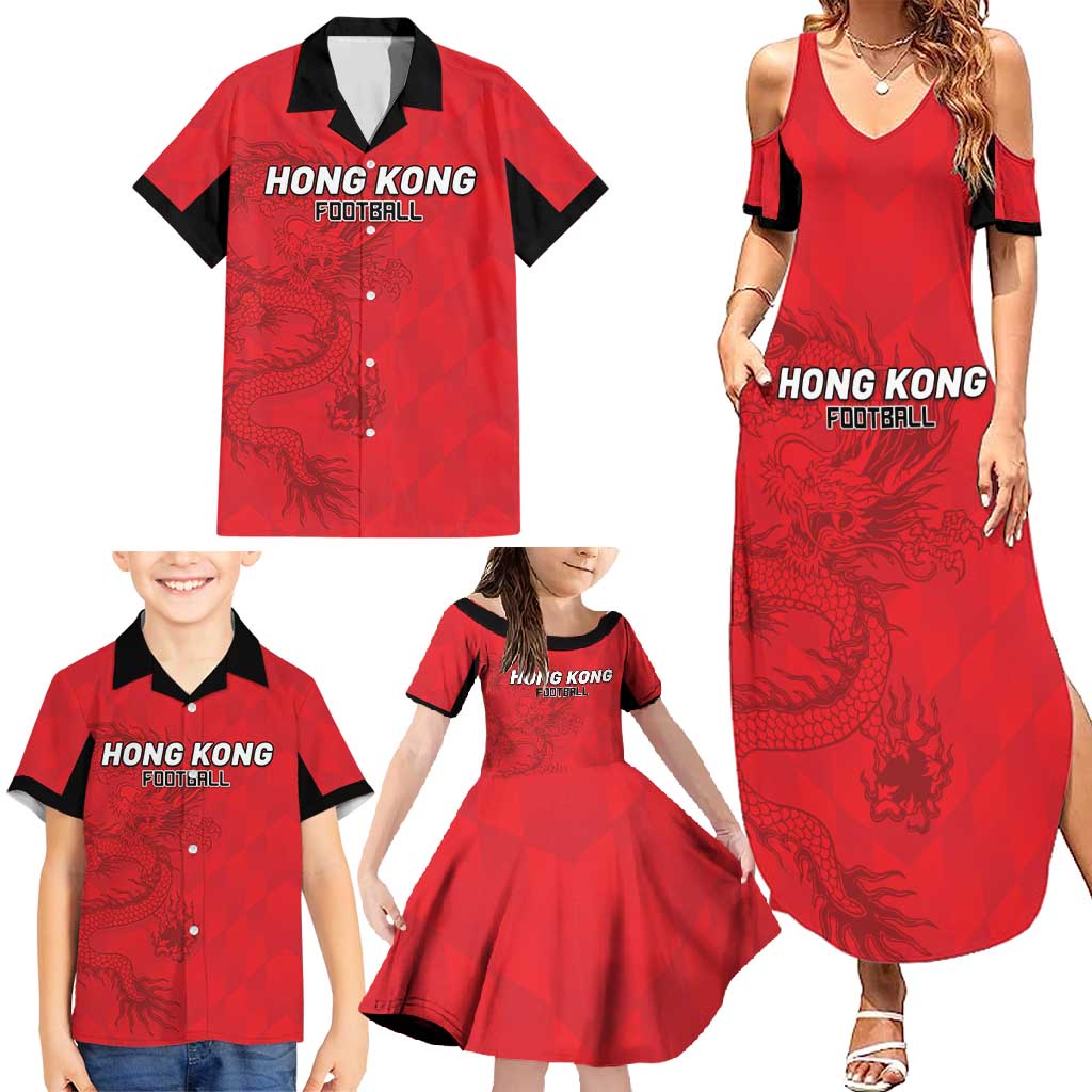 Custom Hong Kong Football Family Matching Summer Maxi Dress and Hawaiian Shirt Go Champions - Wonder Print Shop