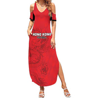 Custom Hong Kong Football Family Matching Summer Maxi Dress and Hawaiian Shirt Go Champions - Wonder Print Shop