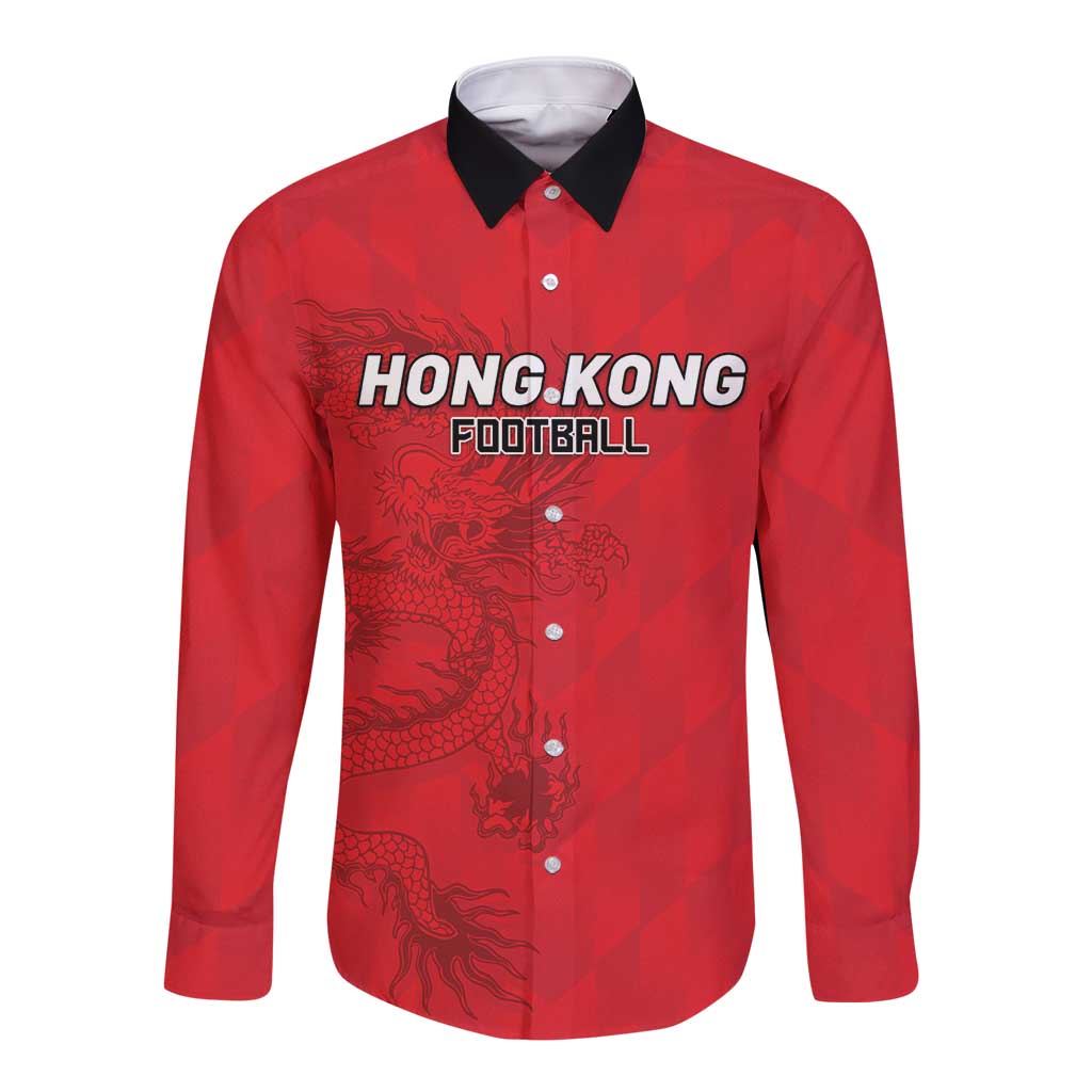 Custom Hong Kong Football Long Sleeve Button Shirt Go Champions - Wonder Print Shop