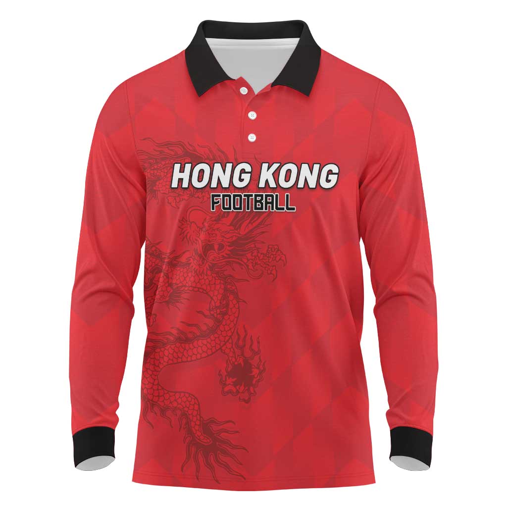 Custom Hong Kong Football Long Sleeve Polo Shirt Go Champions - Wonder Print Shop
