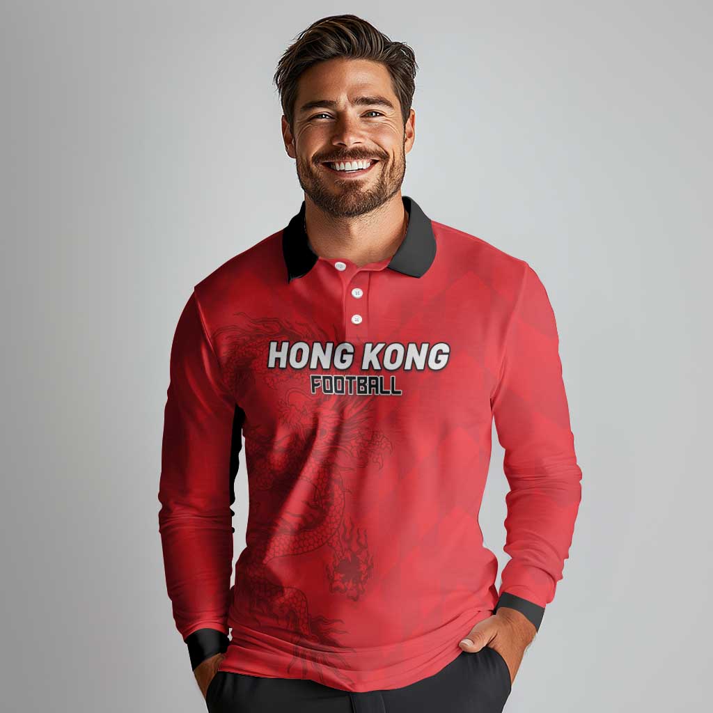 Custom Hong Kong Football Long Sleeve Polo Shirt Go Champions - Wonder Print Shop