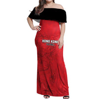 Custom Hong Kong Football Off Shoulder Maxi Dress Go Champions - Wonder Print Shop