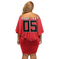 Custom Hong Kong Football Off Shoulder Short Dress Go Champions - Wonder Print Shop
