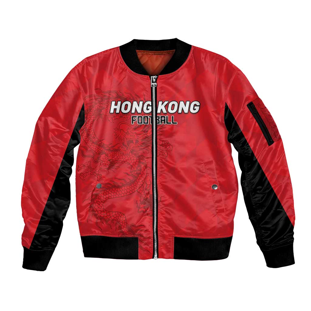 Custom Hong Kong Football Sleeve Zip Bomber Jacket Go Champions - Wonder Print Shop