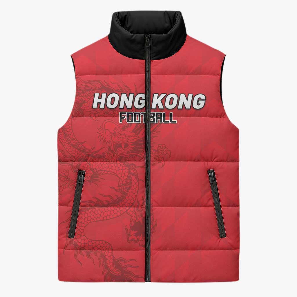 Custom Hong Kong Football Sleeveless Puffer Jacket Go Champions - Wonder Print Shop
