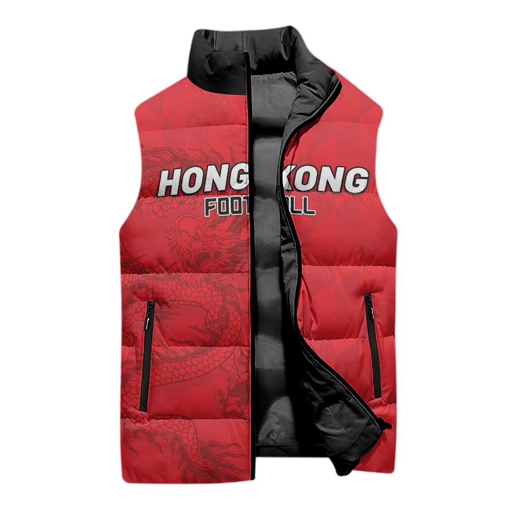 Custom Hong Kong Football Sleeveless Puffer Jacket Go Champions - Wonder Print Shop