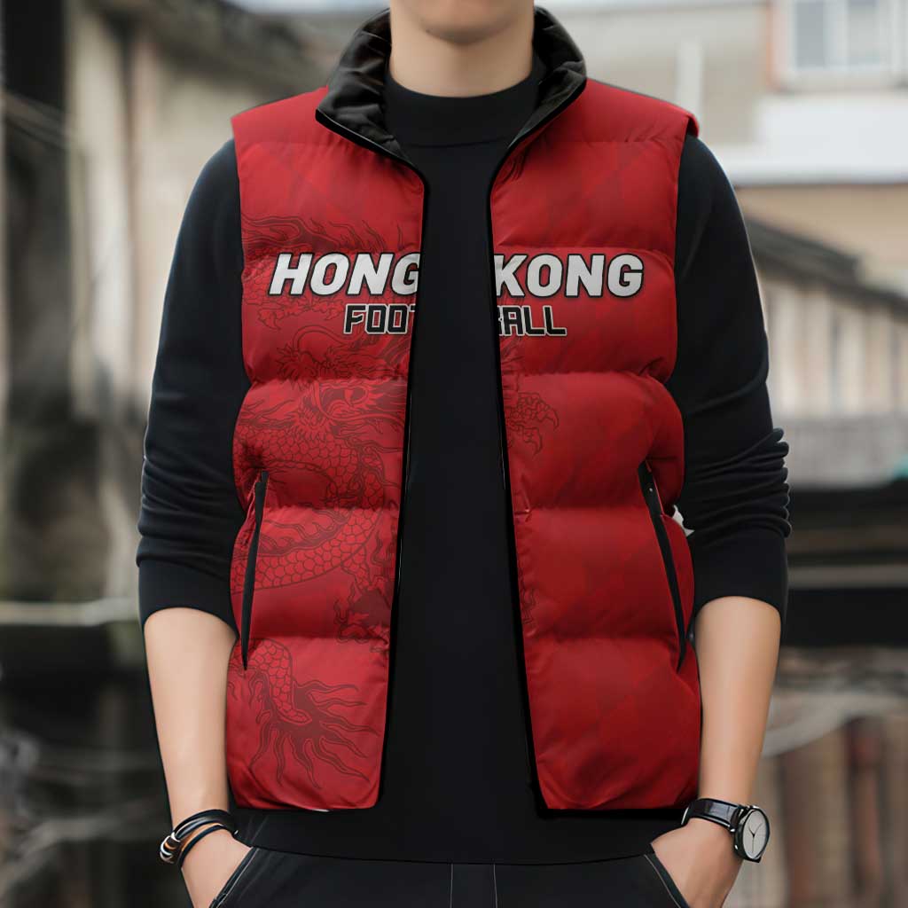 Custom Hong Kong Football Sleeveless Puffer Jacket Go Champions - Wonder Print Shop