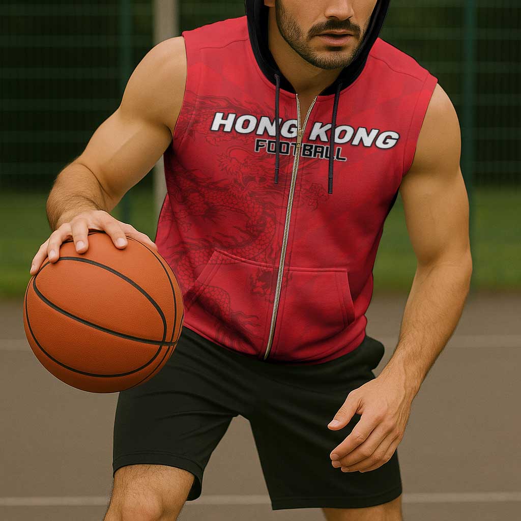 Custom Hong Kong Football Sleeveless Zip Hoodie Go Champions - Wonder Print Shop