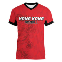 Custom Hong Kong Football Women V-Neck T-Shirt Go Champions - Wonder Print Shop