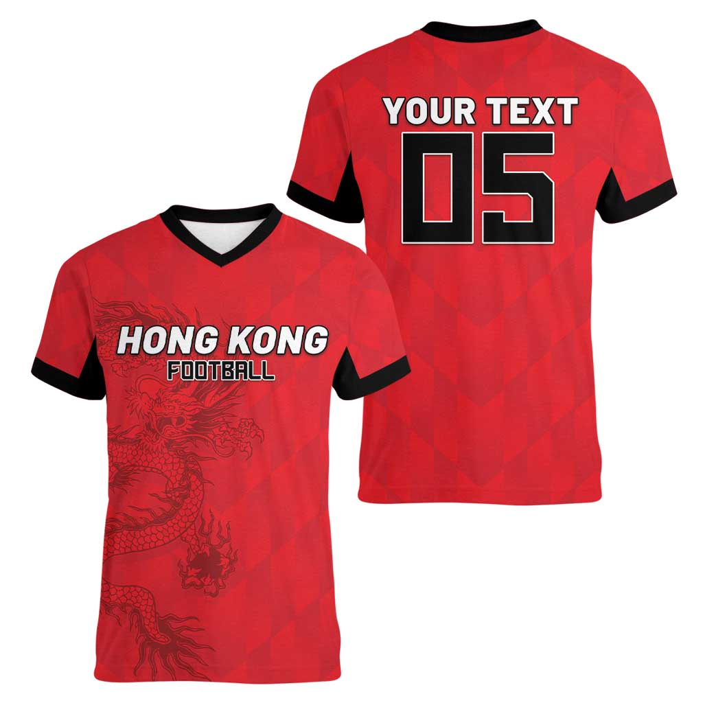 Custom Hong Kong Football Women V-Neck T-Shirt Go Champions - Wonder Print Shop
