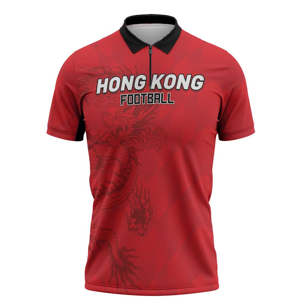 Custom Hong Kong Football Zipper Polo Shirt Go Champions - Wonder Print Shop