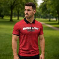 Custom Hong Kong Football Zipper Polo Shirt Go Champions - Wonder Print Shop