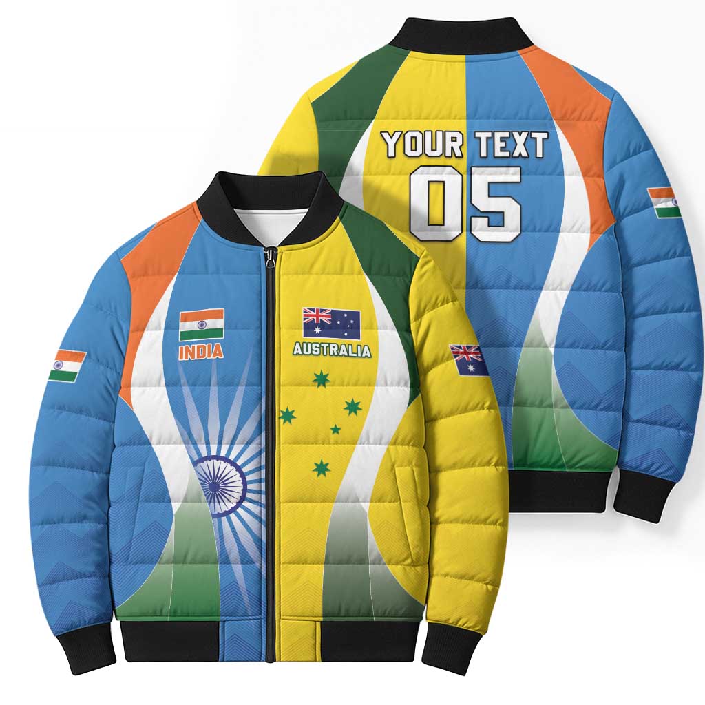 Custom India Vs Australia Cricket Bomber Puffer Jacket Final Matchup - Wonder Print Shop