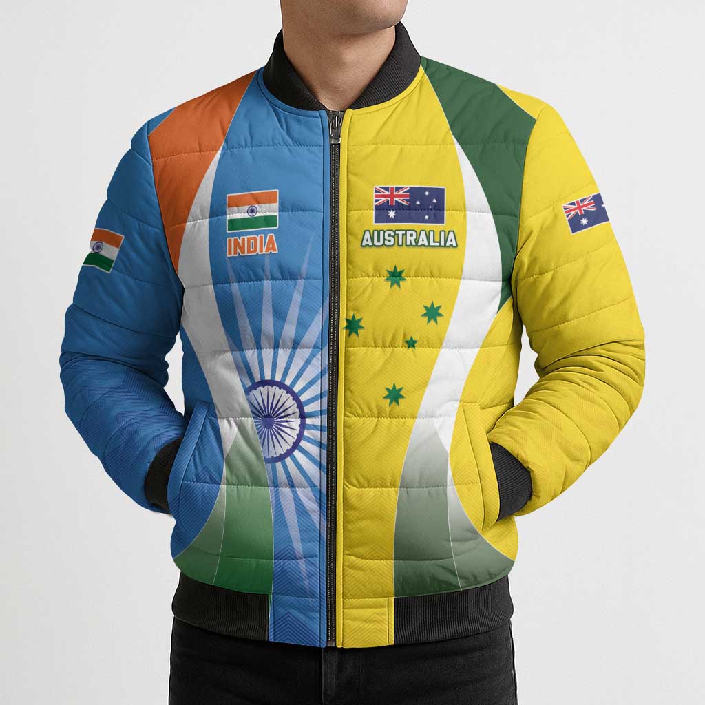 Custom India Vs Australia Cricket Bomber Puffer Jacket Final Matchup - Wonder Print Shop