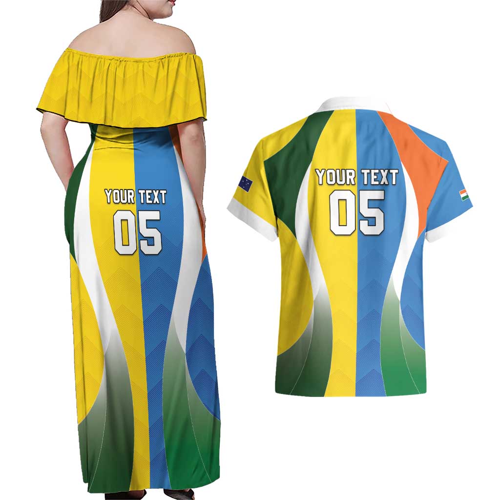 Custom India Vs Australia Cricket Couples Matching Off Shoulder Maxi Dress and Hawaiian Shirt Final Matchup - Wonder Print Shop