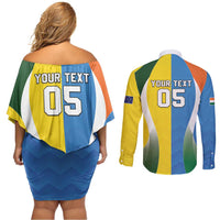 Custom India Vs Australia Cricket Couples Matching Off Shoulder Short Dress and Long Sleeve Button Shirt Final Matchup - Wonder Print Shop