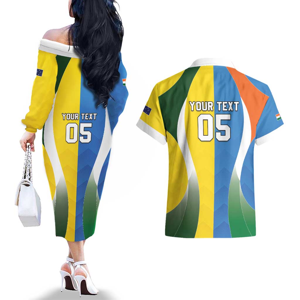 Custom India Vs Australia Cricket Couples Matching Off The Shoulder Long Sleeve Dress and Hawaiian Shirt Final Matchup - Wonder Print Shop