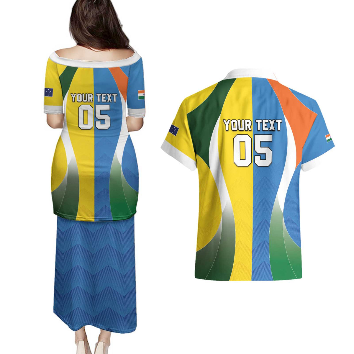 Custom India Vs Australia Cricket Couples Matching Puletasi and Hawaiian Shirt Final Matchup - Wonder Print Shop