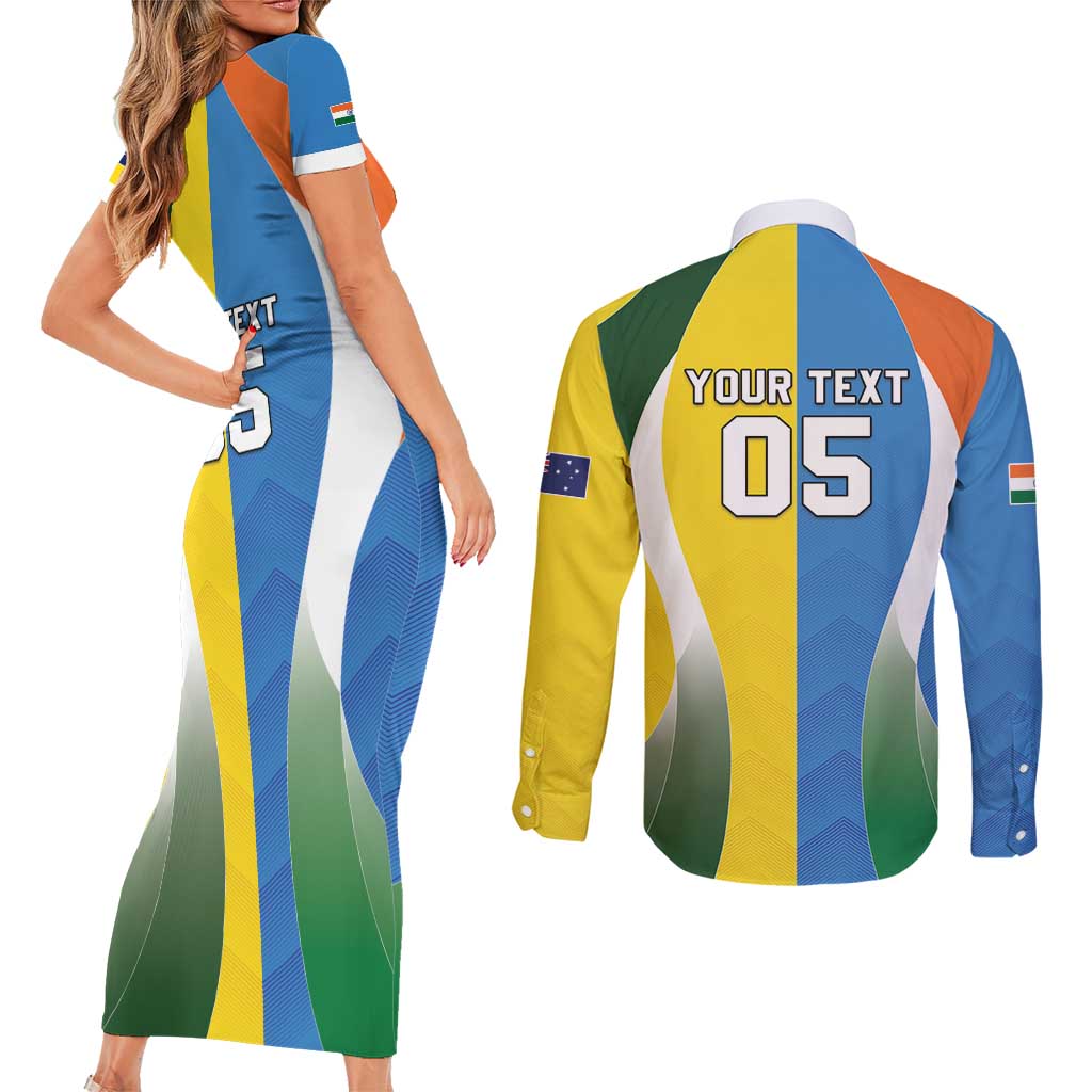 Custom India Vs Australia Cricket Couples Matching Short Sleeve Bodycon Dress and Long Sleeve Button Shirt Final Matchup - Wonder Print Shop