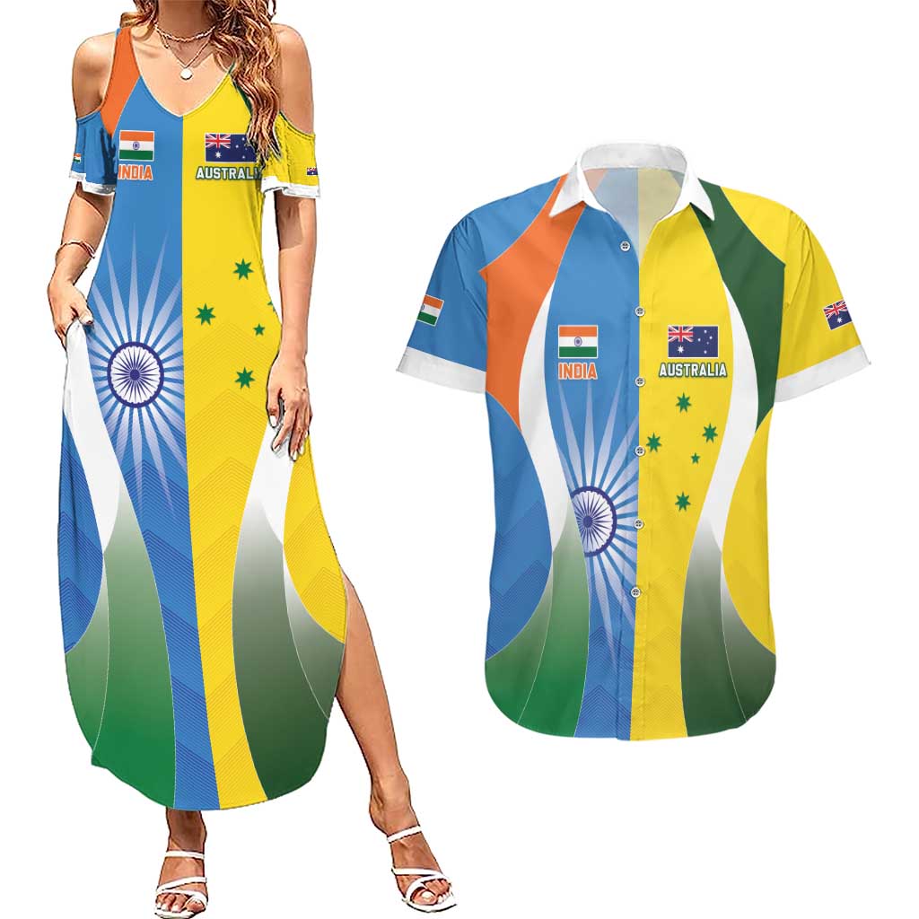 Custom India Vs Australia Cricket Couples Matching Summer Maxi Dress and Hawaiian Shirt Final Matchup - Wonder Print Shop