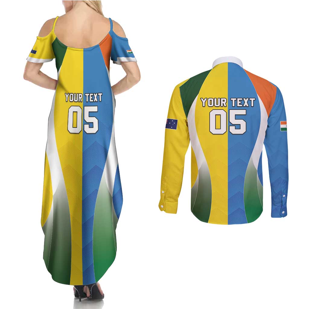 Custom India Vs Australia Cricket Couples Matching Summer Maxi Dress and Long Sleeve Button Shirt Final Matchup - Wonder Print Shop