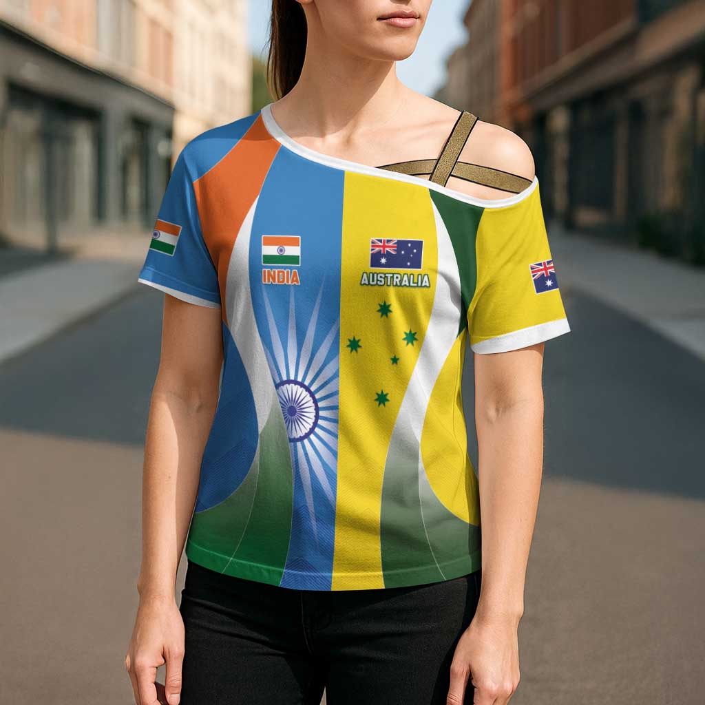 Custom India Vs Australia Cricket Cross Shoulder Shirt Final Matchup - Wonder Print Shop